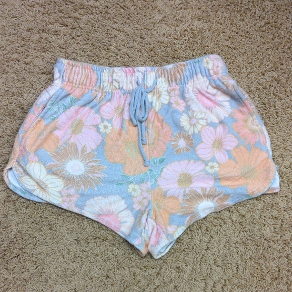 Floral Terry Cloth Shorts - Picture 1 of 7